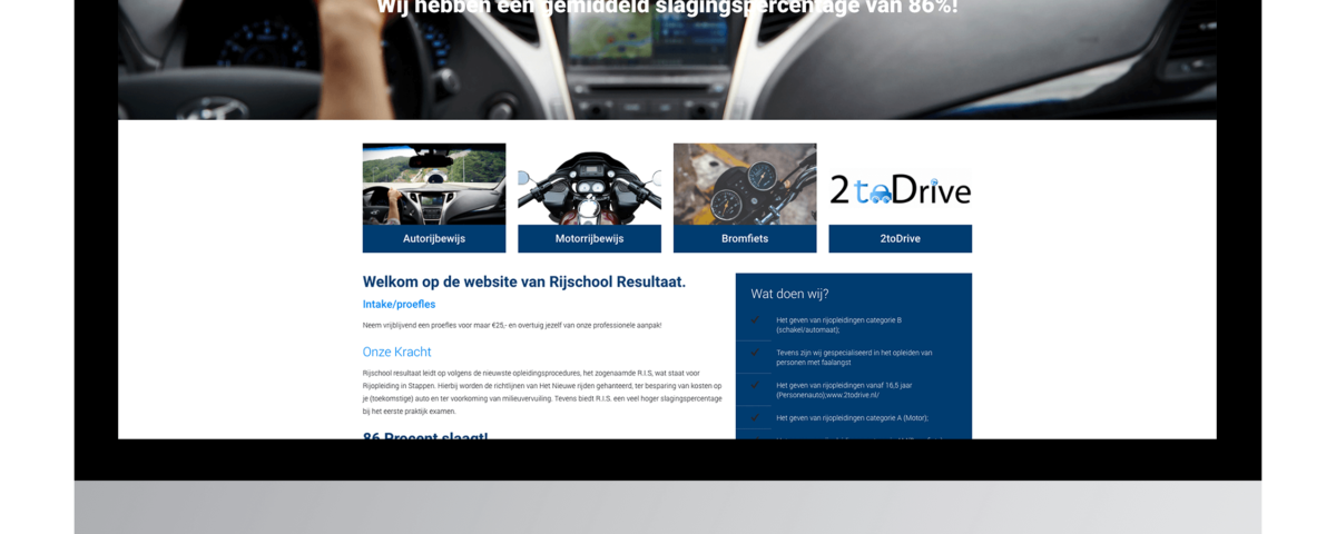 Een website laten maken door Rijschool Resultaat